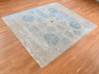 Brown 8'1" x 9'9" Transitional Hand knotted Wool/Silk Rug - Sku: O087054