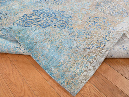 Transitional hand-knotted wool/silk rug in Brown, 8'1" x 9'9" — SKU O087054 (view 5)
