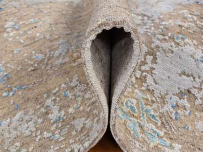 Brown 8'1" x 9'9" Transitional Hand knotted Wool/Silk Rug - Sku: O087054