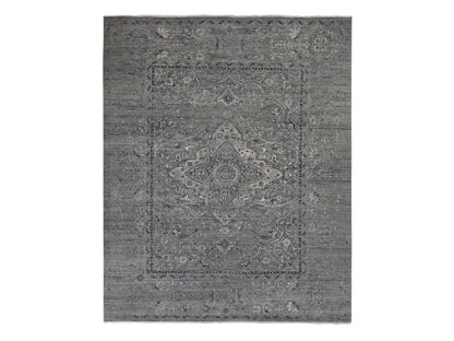 Grey 8'3" x 10'1" Transitional Hand knotted Wool/Silk Rug - Sku: O087055