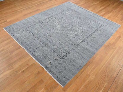 Grey 8'3" x 10'1" Transitional Hand knotted Wool/Silk Rug - Sku: O087055