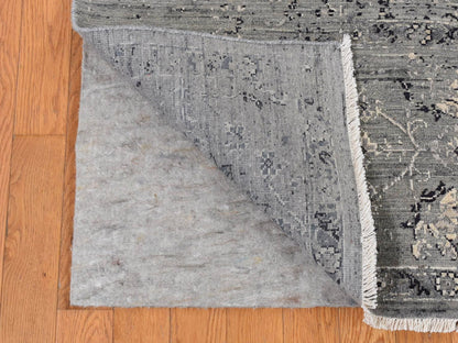 Grey 8'3" x 10'1" Transitional Hand knotted Wool/Silk Rug - Sku: O087055