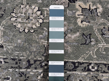 Grey 8'3" x 10'1" Transitional Hand knotted Wool/Silk Rug - Sku: O087055