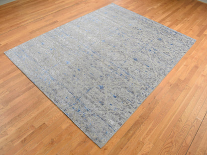 Modern / Contemporary hand-knotted wool/silk rug in Gray, 7'10" x 10'2" — SKU O087060 (view 3)