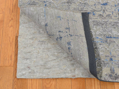 Grey 7'10" x 10'2" Modern / Contemporary Hand knotted Wool/Silk Rug - Sku: O087060