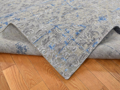 Modern / Contemporary hand-knotted wool/silk rug in Gray, 7'10" x 10'2" — SKU O087060 (view 5)