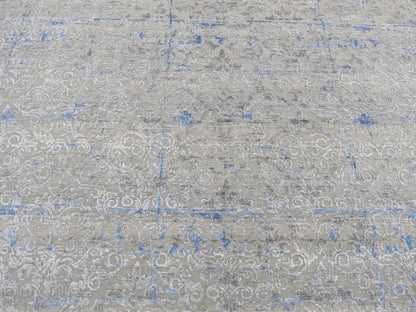 Modern / Contemporary hand-knotted wool/silk rug in Gray, 7'10" x 10'2" — SKU O087060 (view 8)