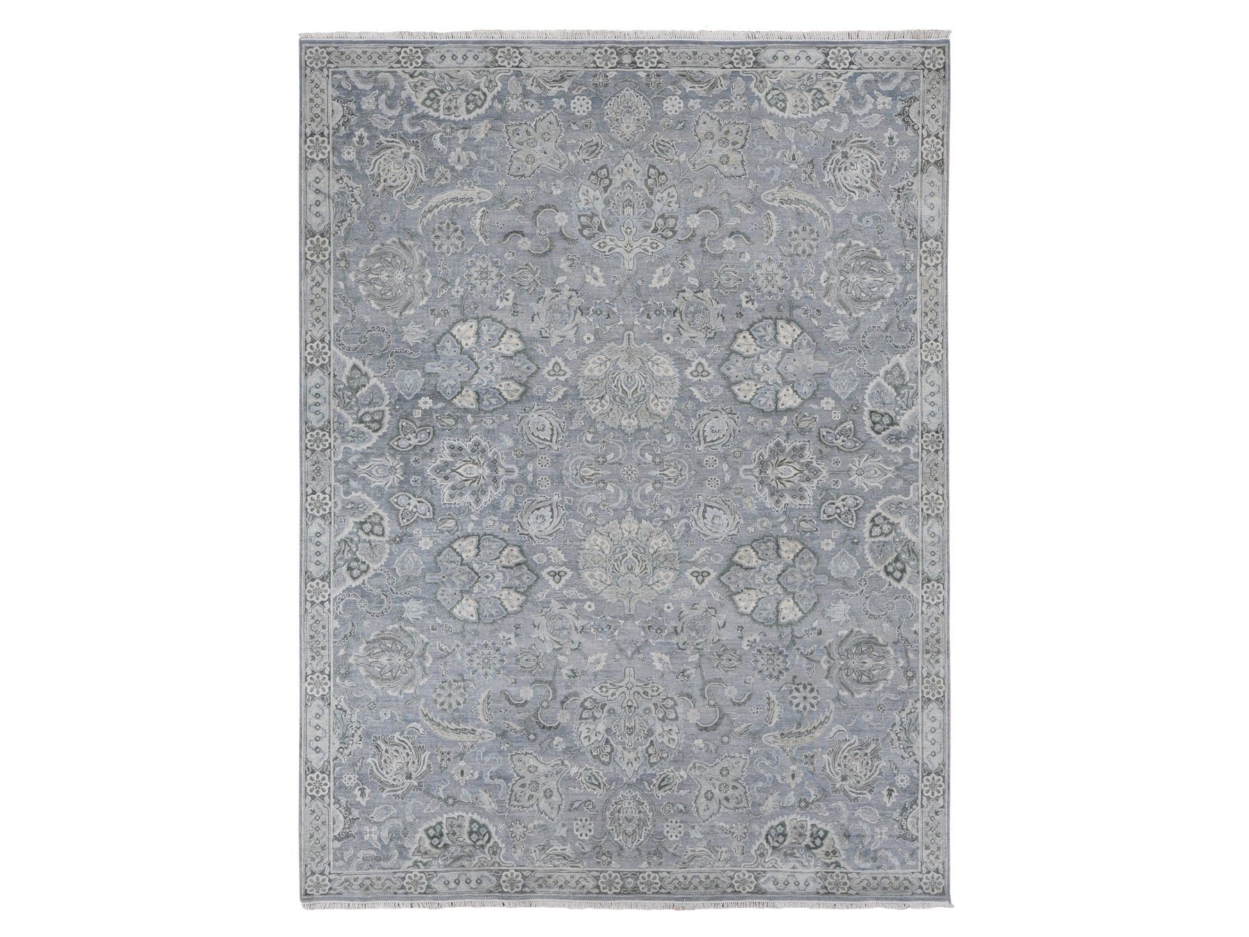 Oushak Oushak hand-knotted wool/silk rug in Gray, 9' x 12' — SKU O087065