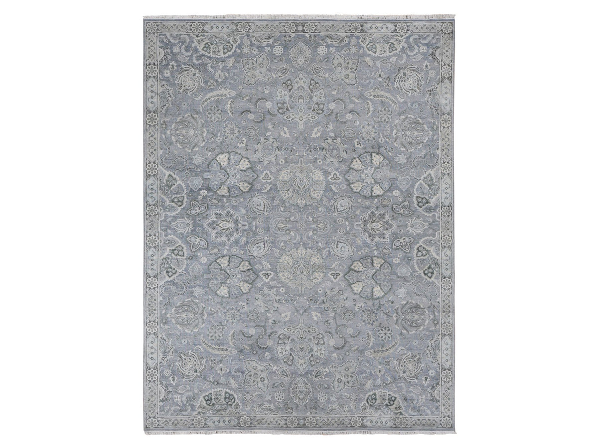 Oushak Oushak hand-knotted wool/silk rug in Gray, 9' x 12' — SKU O087065