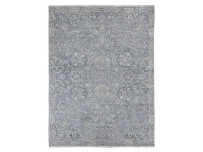 Oushak Oushak hand-knotted wool/silk rug in Gray, 9' x 12' — SKU O087065