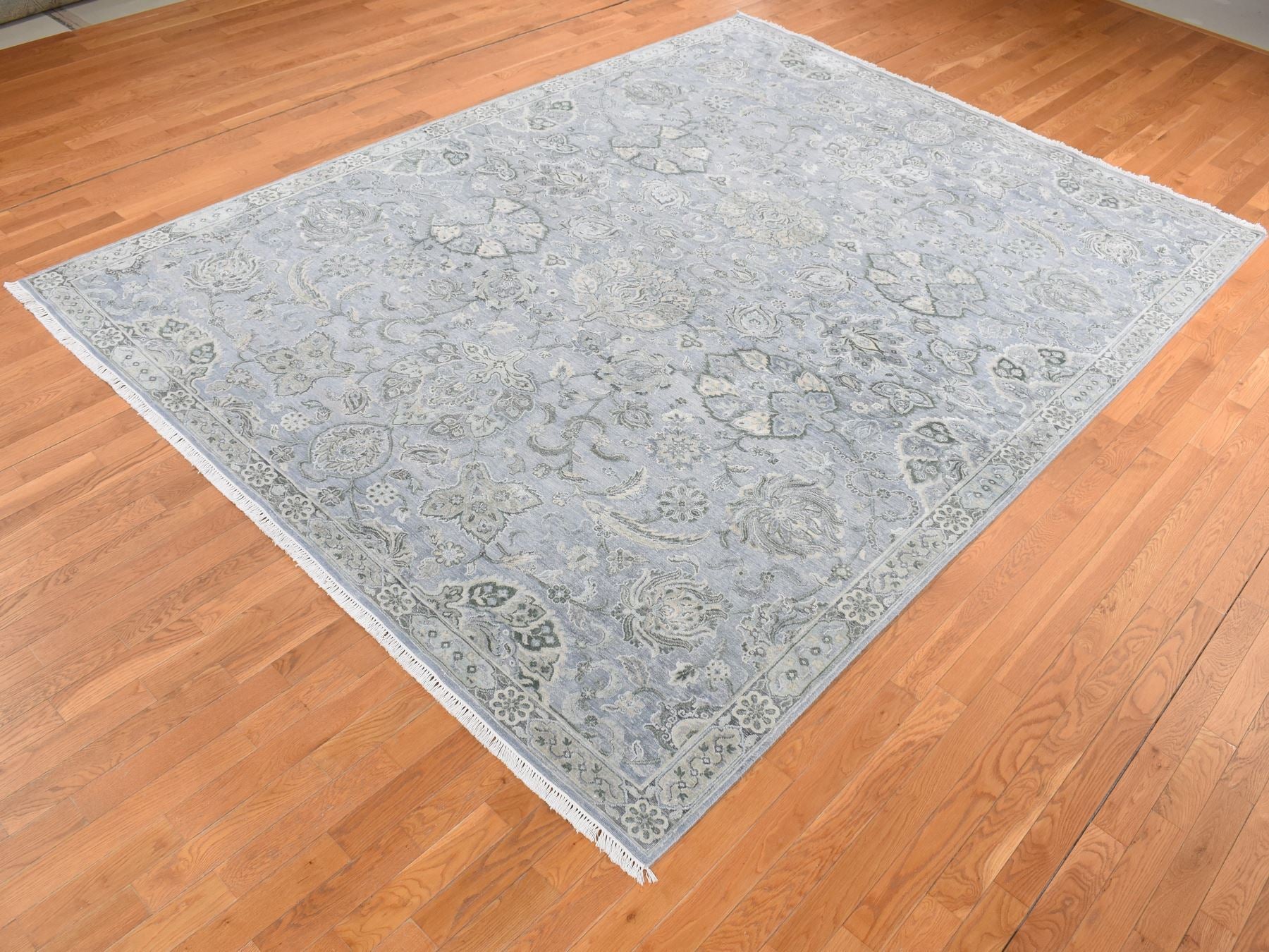 Oushak Oushak hand-knotted wool/silk rug in Gray, 9' x 12' — SKU O087065 (view 3)