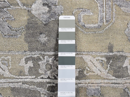 Grey 9'0" x 11'10" Transitional Hand knotted Wool/Silk Rug - Sku: O087068
