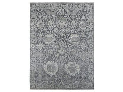Oushak Oushak hand-knotted wool/silk rug in Gray, 9' x 12'4" — SKU O087070