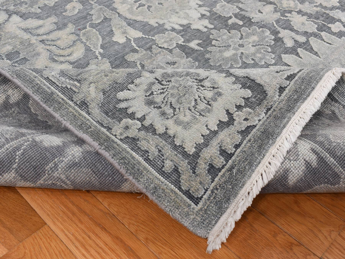Oushak Oushak hand-knotted wool/silk rug in Gray, 9' x 12'4" — SKU O087070 (view 5)