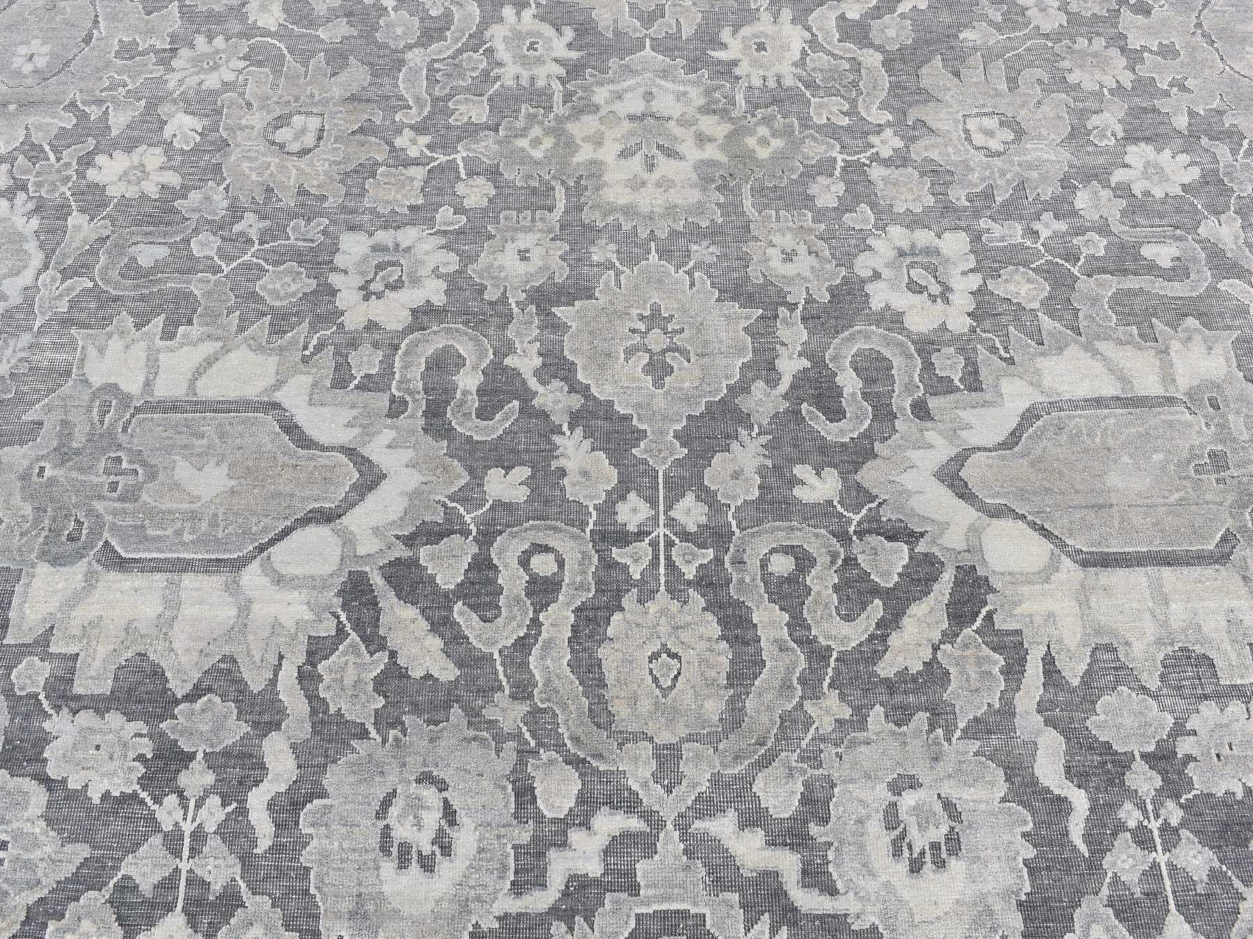 Oushak Oushak hand-knotted wool/silk rug in Gray, 9' x 12'4" — SKU O087070 (view 8)