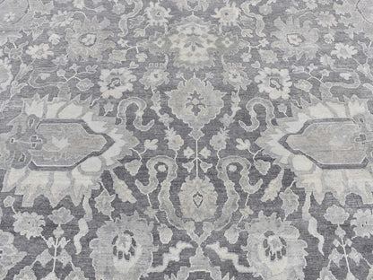 Oushak Oushak hand-knotted wool/silk rug in Gray, 9' x 12'4" — SKU O087070 (view 8)