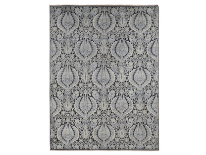 Wool / Silk hand-knotted wool/silk rug in Gray, 9' x 12'2" — SKU O087072