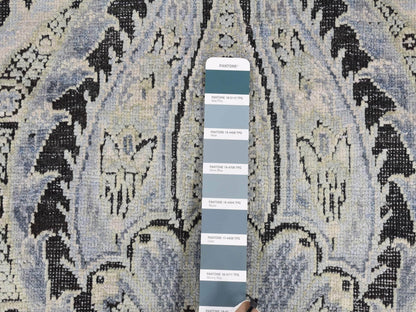 Wool / Silk hand-knotted wool/silk rug in Gray, 9' x 12'2" — SKU O087072 (view 7)