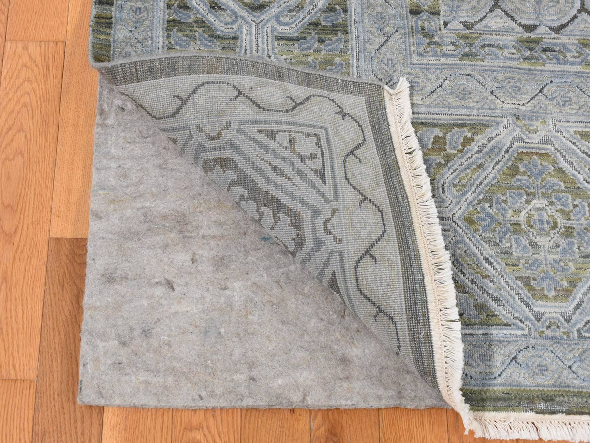 Mamluk Mamluk hand-knotted wool/silk rug in Gray, 9' x 11'7" — SKU O087075 (view 4)