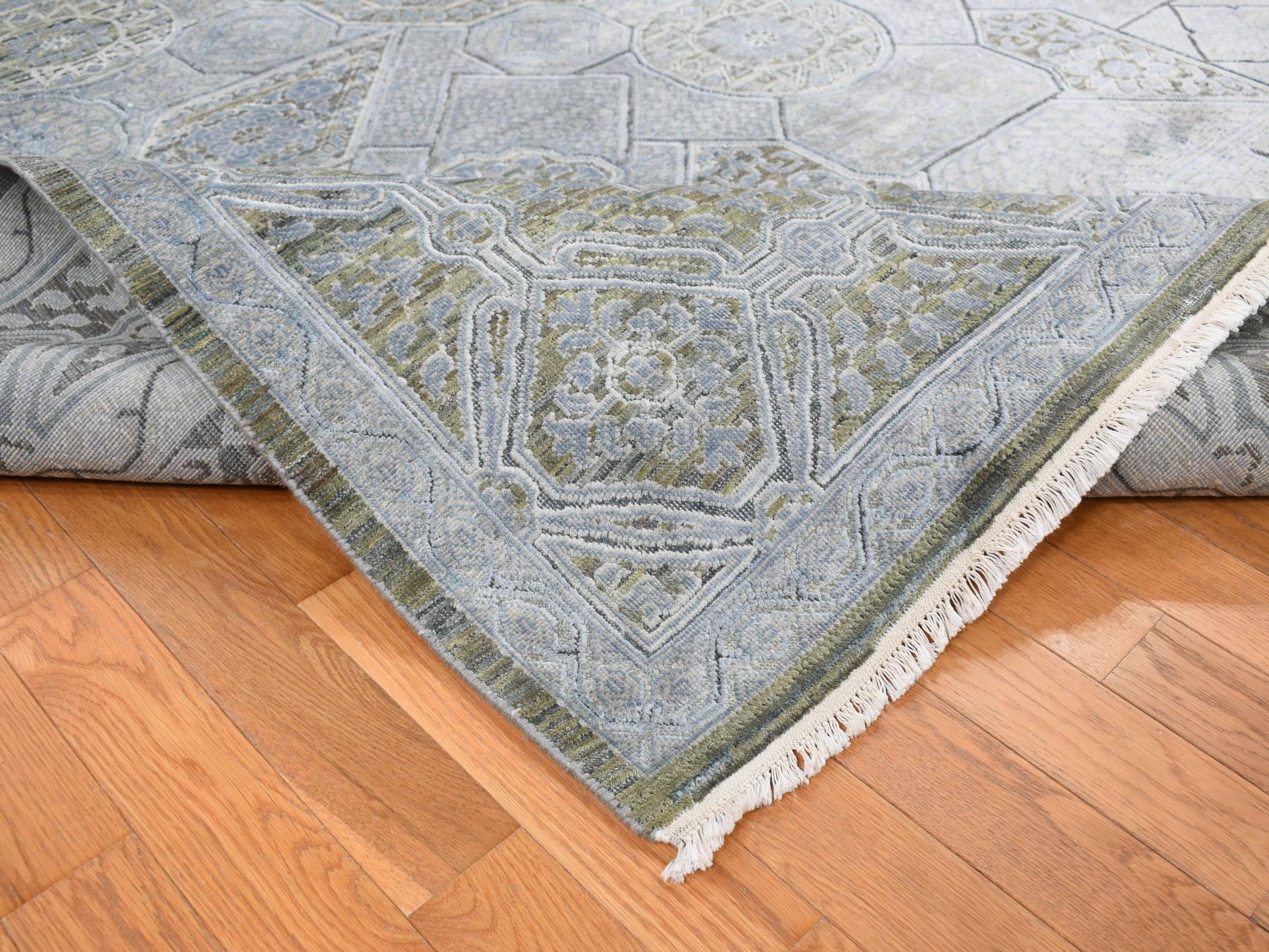 Mamluk Mamluk hand-knotted wool/silk rug in Gray, 9' x 11'7" — SKU O087075 (view 5)