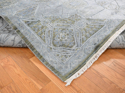 Mamluk Mamluk hand-knotted wool/silk rug in Gray, 9' x 11'7" — SKU O087075 (view 5)