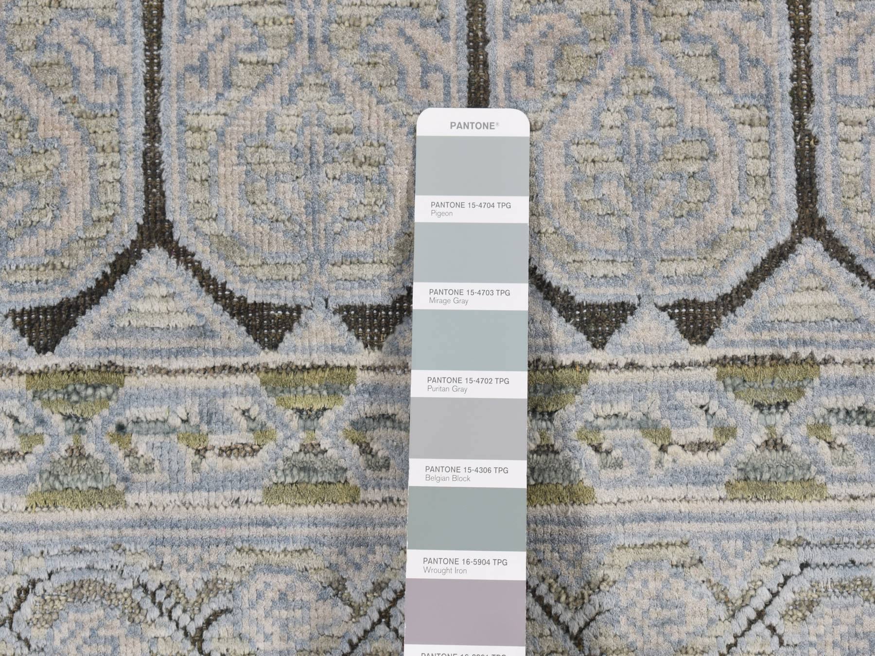 Mamluk Mamluk hand-knotted wool/silk rug in Gray, 9' x 11'7" — SKU O087075 (view 7)