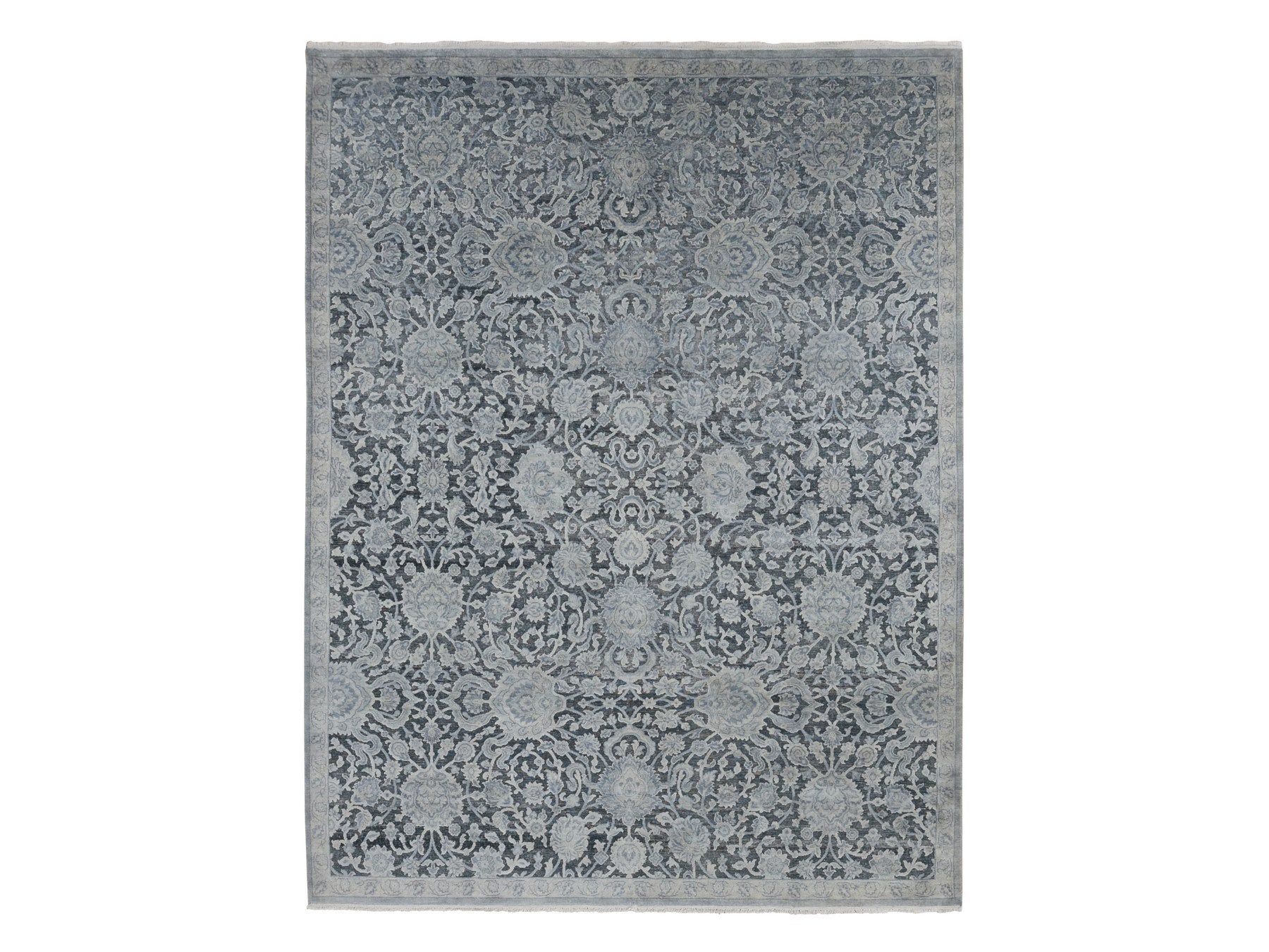 Oushak Oushak hand-knotted wool/silk rug in Gray, 9' x 11'8" — SKU O087076