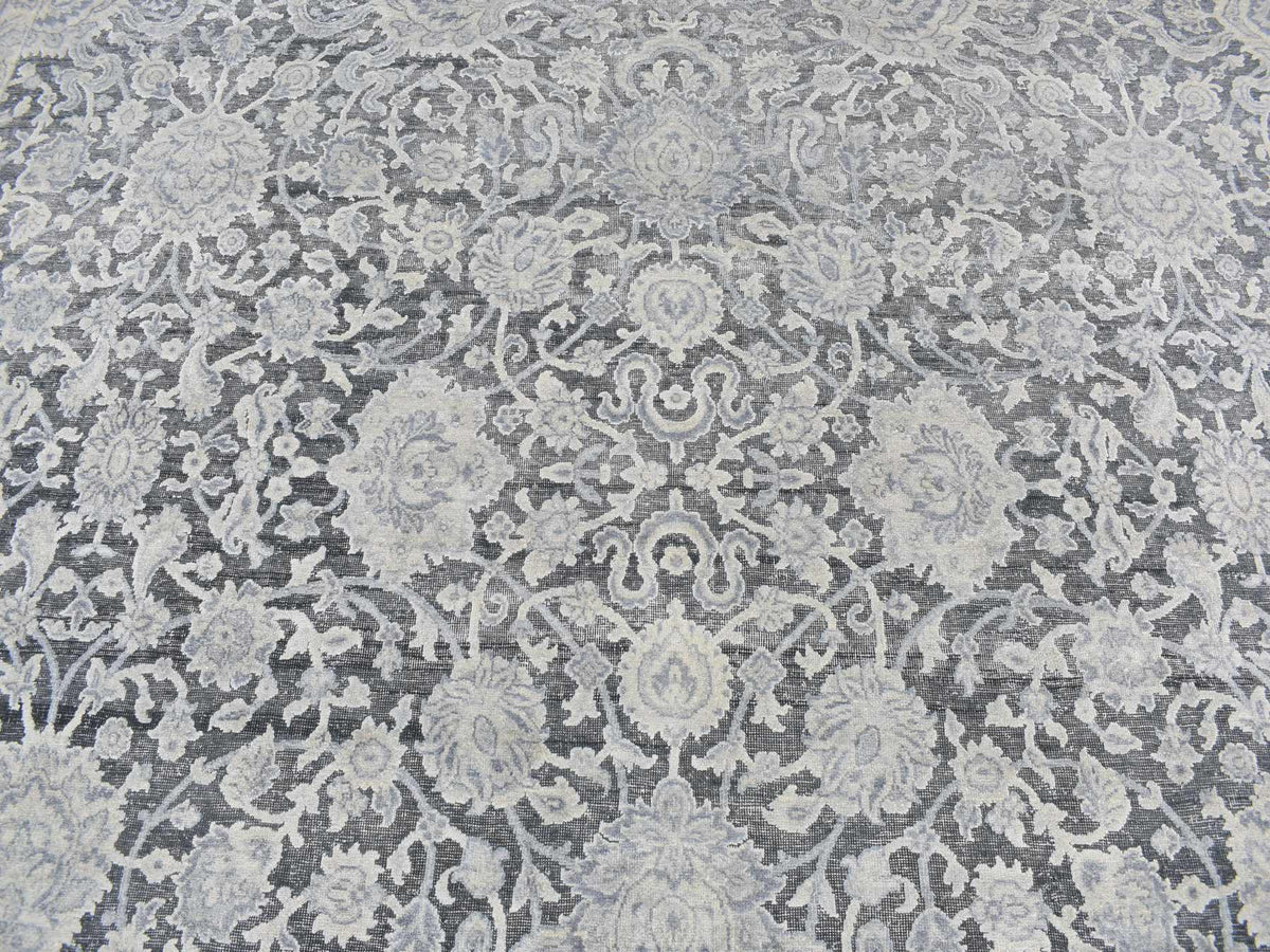 Oushak Oushak hand-knotted wool/silk rug in Gray, 9' x 11'8" — SKU O087076 (view 8)