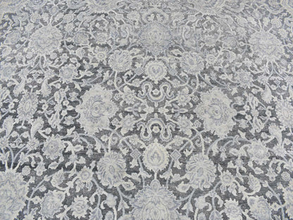 Oushak Oushak hand-knotted wool/silk rug in Gray, 9' x 11'8" — SKU O087076 (view 8)