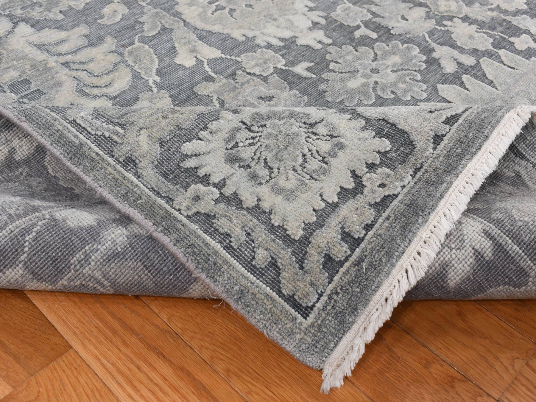 Oushak Oushak hand-knotted wool/silk rug in Gray, 9' x 11'10" — SKU O087078 (view 5)