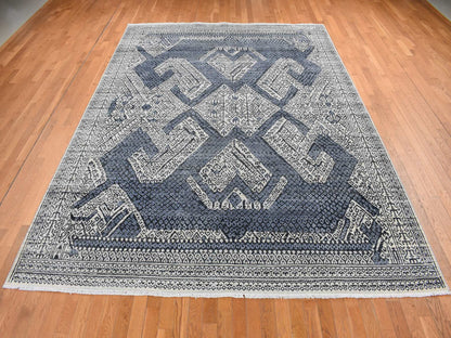 Silk hand-knotted wool/silk rug in Ivory, 9' x 12'3" — SKU O087079 (view 2)