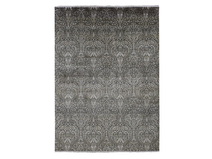 Grey 8'8" x 12'3" Modern / Contemporary Hand knotted Wool/Silk Rug - Sku: O087081