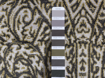 Modern / Contemporary hand-knotted wool/silk rug in Gray, 8'8" x 12'3" — SKU O087081 (view 7)