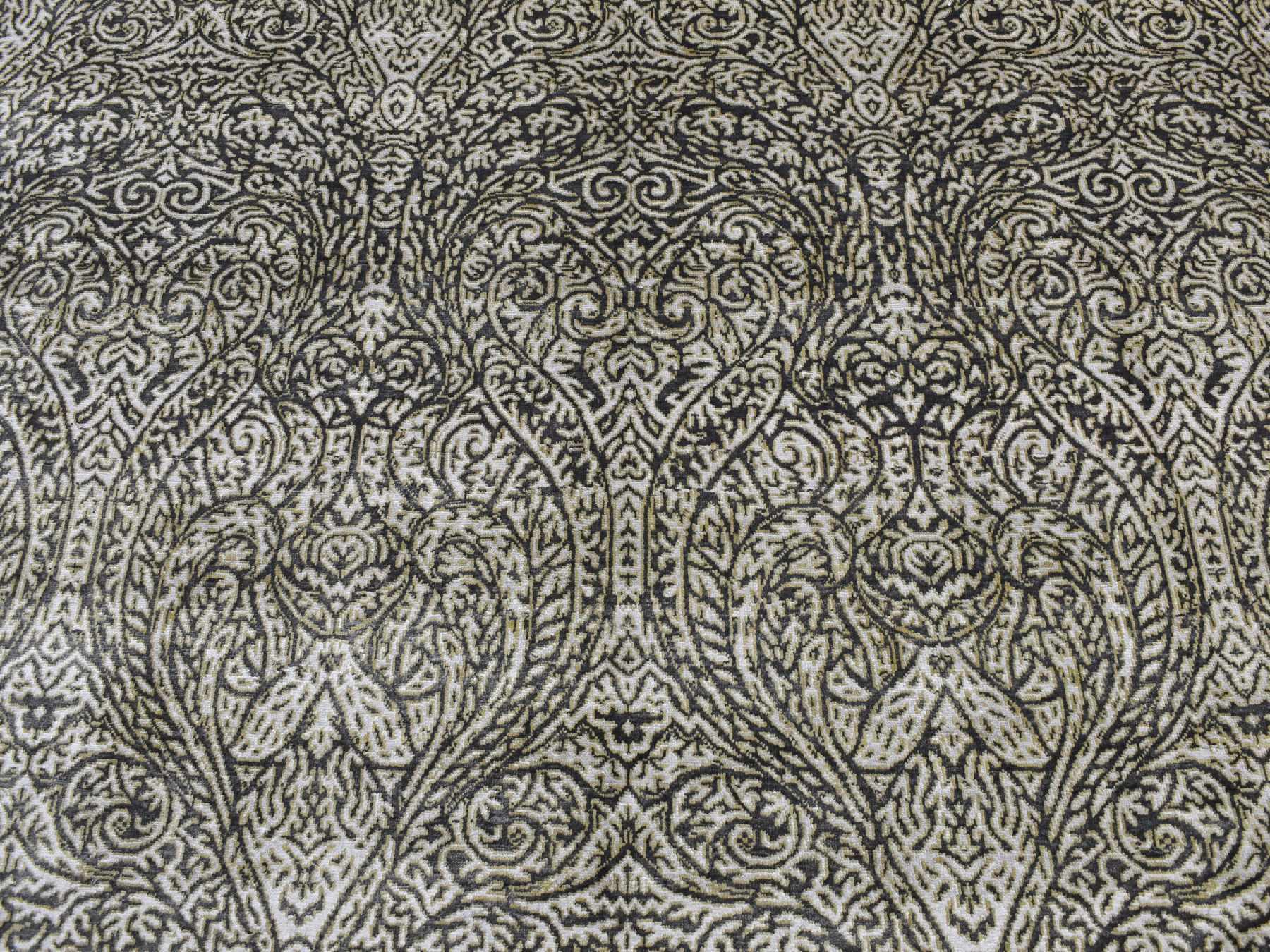 Modern / Contemporary hand-knotted wool/silk rug in Gray, 8'8" x 12'3" — SKU O087081 (view 8)