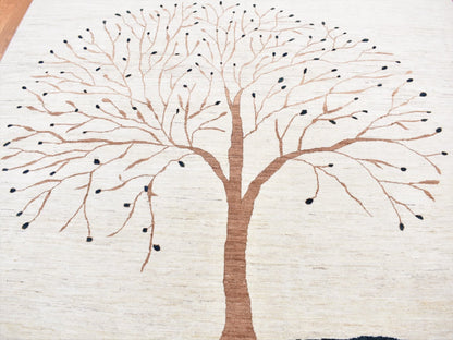 Gabbeh Transitional hand-knotted wool rug in Ivory, 9'8" x 13'8" — SKU O087084 (view 8)
