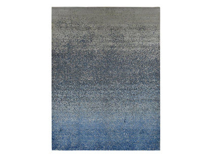 Blue 10'0" x 14'0" Modern and Contemporary Hand knotted Wool/Silk Rug - Sku: O087085