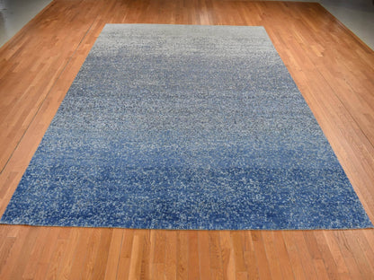 Blue 10'0" x 14'0" Modern and Contemporary Hand knotted Wool/Silk Rug - Sku: O087085