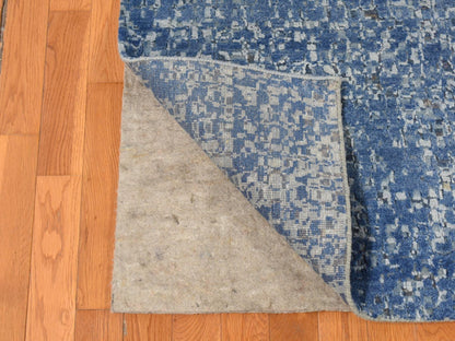 Blue 10'0" x 14'0" Modern and Contemporary Hand knotted Wool/Silk Rug - Sku: O087085