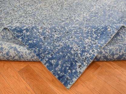 Blue 10'0" x 14'0" Modern and Contemporary Hand knotted Wool/Silk Rug - Sku: O087085