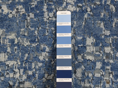 Blue 10'0" x 14'0" Modern and Contemporary Hand knotted Wool/Silk Rug - Sku: O087085
