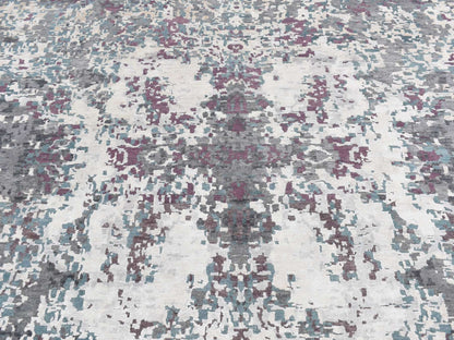 Modern / Contemporary hand-knotted wool/silk rug in Gray, 9'10" x 13'7" — SKU O087086 (view 8)