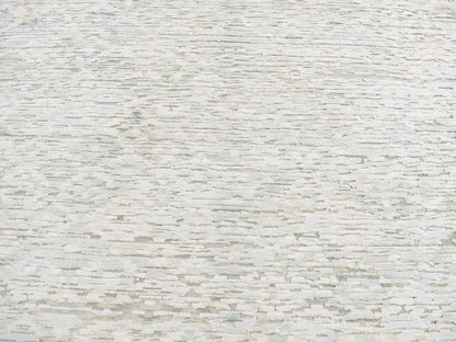 Modern / Contemporary hand-knotted wool/silk rug in Ivory, 9'10" x 14' — SKU O087087 (view 8)