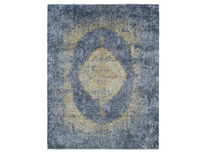 Grey 9'0" x 11'10" Transitional Hand knotted Wool/Silk Rug - Sku: O087089