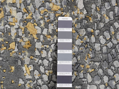 Transitional hand-knotted wool/pure silk rug in Gray, 9' x 11'10" — SKU O087089 (view 7)