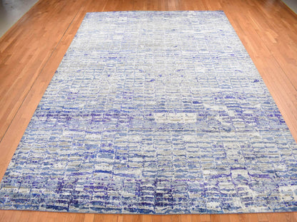Purple 10'2" x 13'10" Modern / Contemporary Hand knotted Silk Rug - Sku: O087090