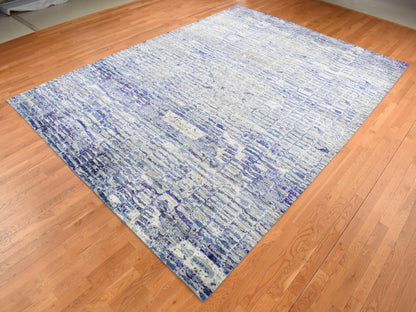 Modern / Contemporary hand-knotted sari silk rug in Purple, 10'2" x 13'10" — SKU O087090 (view 3)