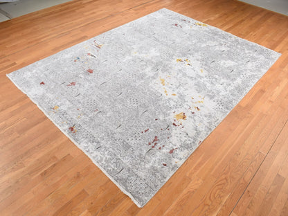 Modern / Contemporary hand-knotted wool/art silk rug in Gray, 8'9" x 11'10" — SKU O087091 (view 3)