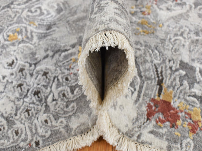 Modern / Contemporary hand-knotted wool/art silk rug in Gray, 8'9" x 11'10" — SKU O087091 (view 6)