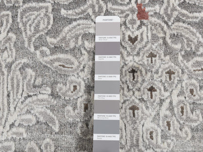 Grey 8'9" x 11'10" Modern / Contemporary Hand knotted Wool/Silk Rug - Sku: O087091