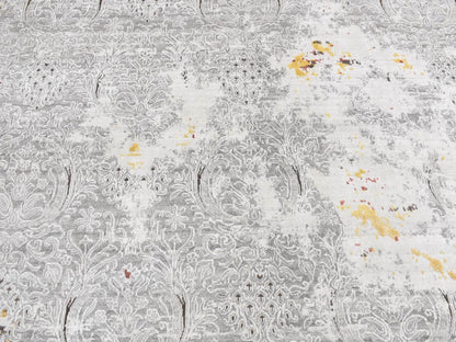 Modern / Contemporary hand-knotted wool/art silk rug in Gray, 8'9" x 11'10" — SKU O087091 (view 8)